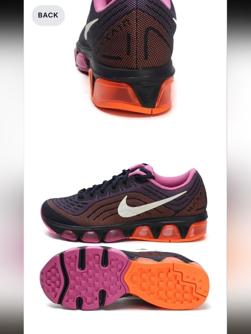 Nike Women's Black Athletic Shoes with Pink Lining and Orange Sole Accents